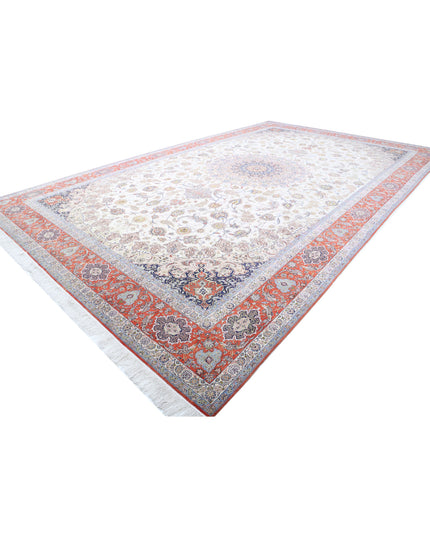 Isfahan 12' 11" X 21' 1" Hand Knotted Wool & Silk Rug 12' 11" X 21' 1" (394 X 643) / Ivory / Wool & Silk