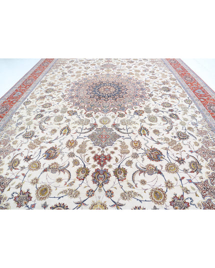 Isfahan 12' 11" X 21' 1" Hand Knotted Wool & Silk Rug 12' 11" X 21' 1" (394 X 643) / Ivory / Wool & Silk