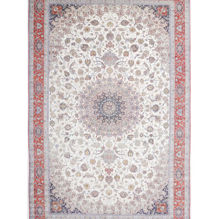 Isfahan 12' 11" X 21' 1" Hand Knotted Wool & Silk Rug 12' 11" X 21' 1" (394 X 643) / Ivory / Wool & Silk