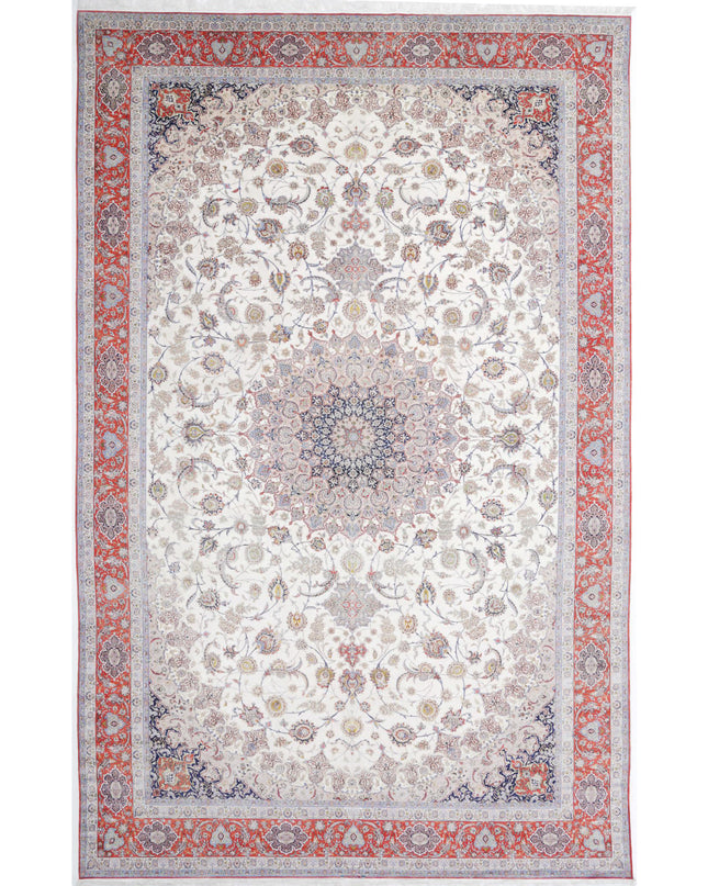 Isfahan 12' 11" X 21' 1" Hand Knotted Wool & Silk Rug 12' 11" X 21' 1" (394 X 643) / Ivory / Wool & Silk