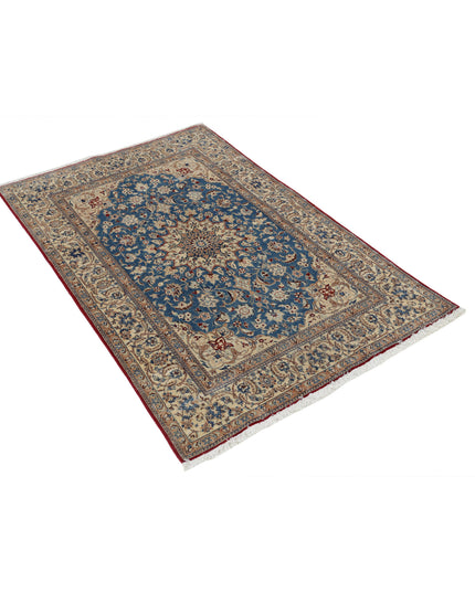 Isfahan 3' 5" X 5' 2" Hand Knotted Wool & Silk Rug 3' 5" X 5' 2" (104 X 158) / Blue / Wool & Silk