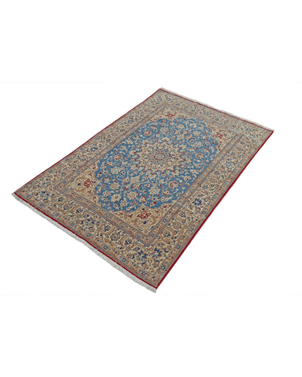 Isfahan 3' 5" X 5' 2" Hand Knotted Wool & Silk Rug 3' 5" X 5' 2" (104 X 158) / Blue / Wool & Silk