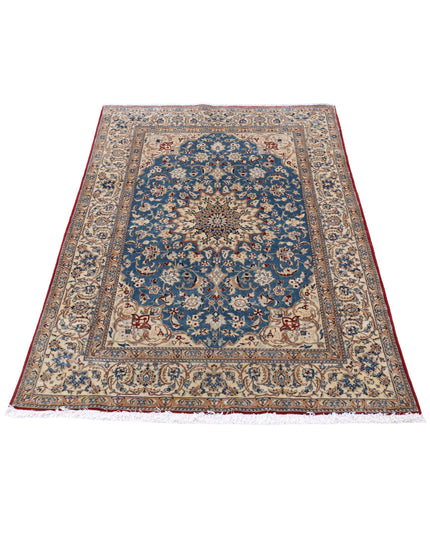 Isfahan 3' 5" X 5' 2" Hand Knotted Wool & Silk Rug 3' 5" X 5' 2" (104 X 158) / Blue / Wool & Silk