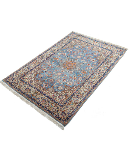 Isfahan 3' 6" X 5' 4" Hand Knotted Wool & Silk Rug 3' 6" X 5' 4" (107 X 162) / Blue / Wool & Silk