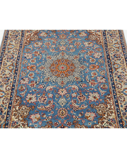 Isfahan 3' 6" X 5' 4" Hand Knotted Wool & Silk Rug 3' 6" X 5' 4" (107 X 162) / Blue / Wool & Silk