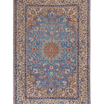 Isfahan 3' 6" X 5' 4" Hand Knotted Wool & Silk Rug 3' 6" X 5' 4" (107 X 162) / Blue / Wool & Silk