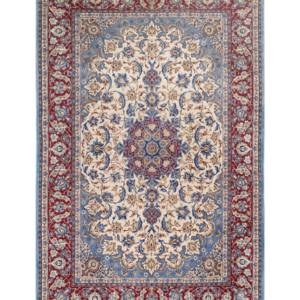 Isfahan 3' 7" X 5' 5" Hand Knotted Wool & Silk Rug 3' 7" X 5' 5" (109 X 165) / Ivory / Wool & Silk