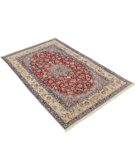 Isfahan 3' 7" X 5' 8" Hand Knotted Wool & Silk Rug 3' 7" X 5' 8" (109 X 173) / Red / Wool & Silk