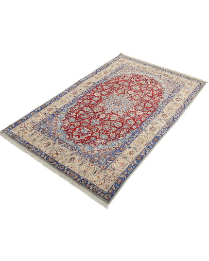 Isfahan 3' 7" X 5' 8" Hand Knotted Wool & Silk Rug 3' 7" X 5' 8" (109 X 173) / Red / Wool & Silk