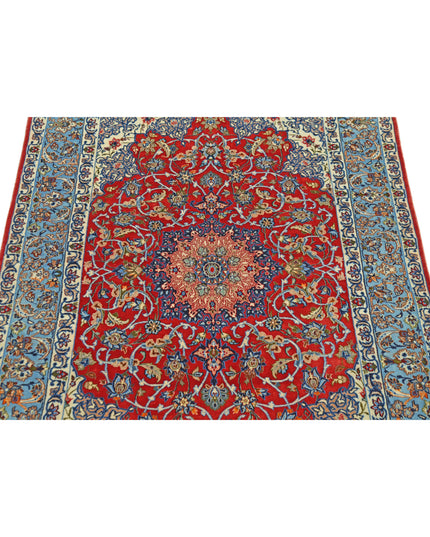 Isfahan 3' 6" X 5' 5" Hand Knotted Wool & Silk Rug 3' 6" X 5' 5" (107 X 165) / Red / Wool & Silk