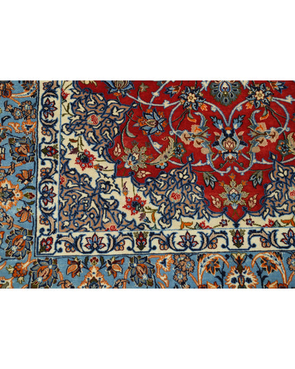 Isfahan 3' 6" X 5' 5" Hand Knotted Wool & Silk Rug 3' 6" X 5' 5" (107 X 165) / Red / Wool & Silk