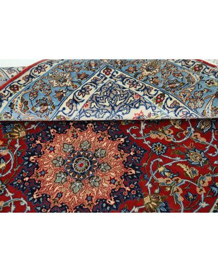 Isfahan 3' 6" X 5' 5" Hand Knotted Wool & Silk Rug 3' 6" X 5' 5" (107 X 165) / Red / Wool & Silk