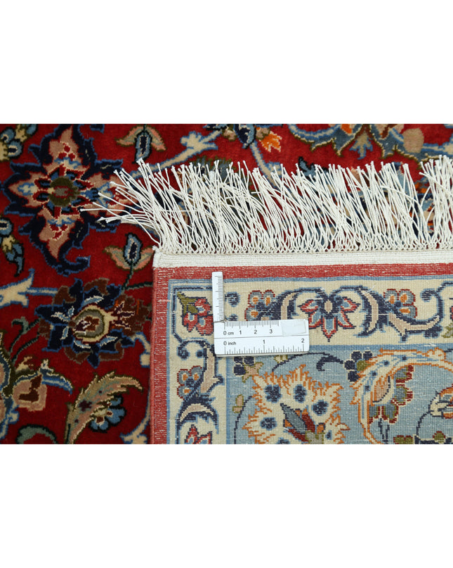 Isfahan 3' 6" X 5' 5" Hand Knotted Wool & Silk Rug 3' 6" X 5' 5" (107 X 165) / Red / Wool & Silk