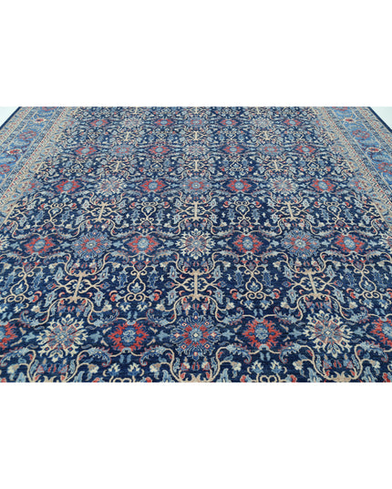 Jasmine 11' 10" X 17' 7" Hand Knotted Wool Rug 11' 10" X 17' 7" (361 X 536) / Blue / Wool