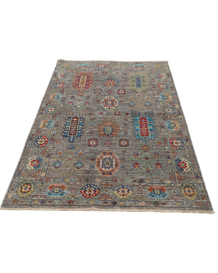 Jasmine 4' 2" X 6' 5" Hand Knotted Wool Rug 4' 2" X 6' 5" (127 X 196) / Grey / Wool