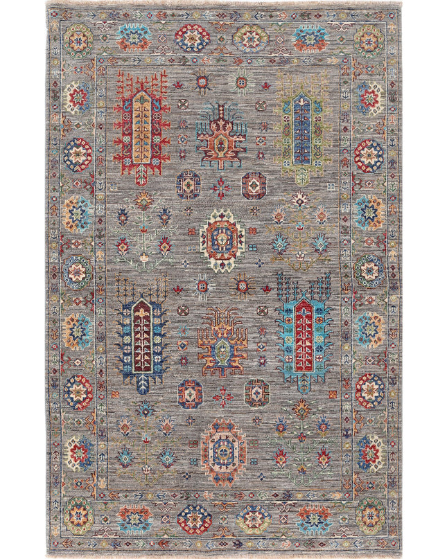 Jasmine 4' 2" X 6' 5" Hand Knotted Wool Rug 4' 2" X 6' 5" (127 X 196) / Grey / Wool