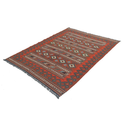 Kafkaas Kilim 4' 8" X 6' 3" Wool Hand-Woven Kilim 4' 8" X 6' 3" (142 X 191) / Multi / Multi