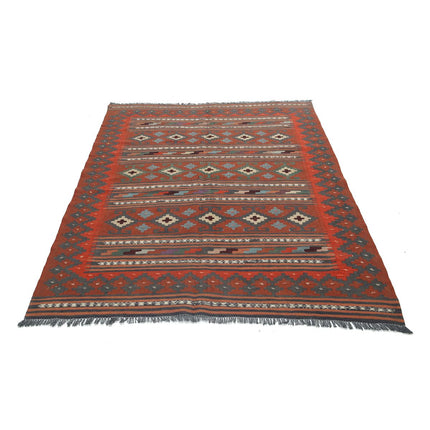 Kafkaas Kilim 4' 8" X 6' 3" Wool Hand-Woven Kilim 4' 8" X 6' 3" (142 X 191) / Multi / Multi