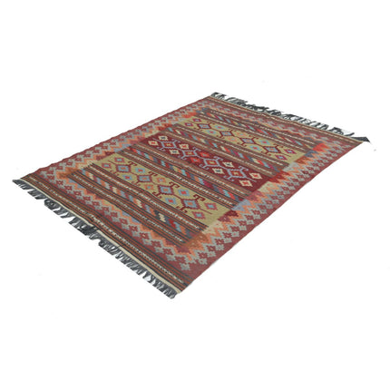 Kafkaas Kilim 4' 9" X 6' 2" Wool Hand-Woven Kilim 4' 9" X 6' 2" (145 X 188) / Multi / Multi