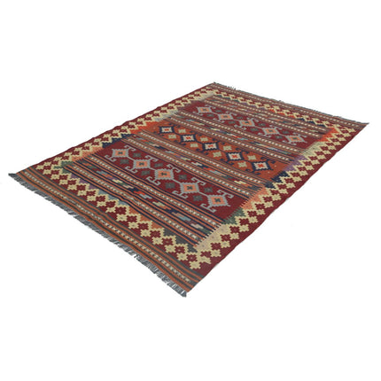 Kafkaas Kilim 4' 9" X 6' 3" Wool Hand-Woven Kilim 4' 9" X 6' 3" (145 X 191) / Multi / Multi