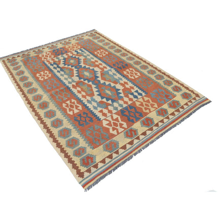 Kafkaas Kilim 4' 10" X 6' 6" Wool Hand-Woven Kilim 4' 10" X 6' 6" (147 X 198) / Multi / Multi