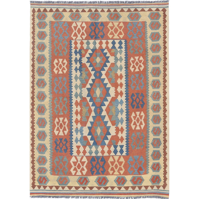 Kafkaas Kilim Hand-Woven Wool Kilim IVA0001563 - Natalia Rugs