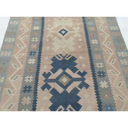 Kafkaas Kilim 5' 1" X 6' 10" Wool Hand-Woven Kilim 5' 1" X 6' 10" (155 X 208) / Multi / Multi