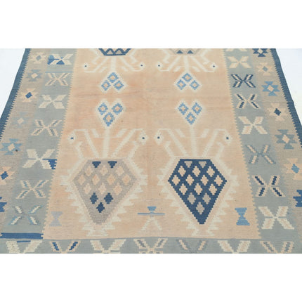 Kafkaas Kilim 5' 2" X 6' 9" Wool Hand-Woven Kilim 5' 2" X 6' 9" (157 X 206) / Multi / Multi