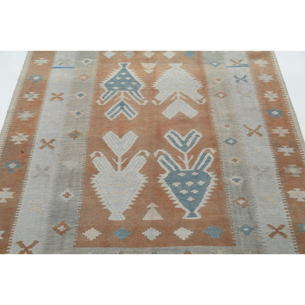 Kafkaas Kilim 4' 11" X 6' 10" Wool Hand-Woven Kilim 4' 11" X 6' 10" (150 X 208) / Multi / Multi