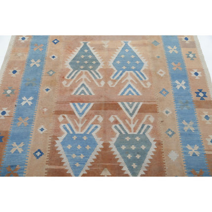 Kafkaas Kilim 4' 10" X 6' 6" Wool Hand-Woven Kilim 4' 10" X 6' 6" (147 X 198) / Multi / Multi