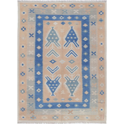 Kafkaas Kilim Hand-Woven Wool Kilim IVA0001775 - Natalia Rugs