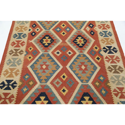 Kafkaas Kilim 4' 11" X 6' 8" Wool Hand-Woven Kilim 4' 11" X 6' 8" (150 X 203) / Multi / Multi