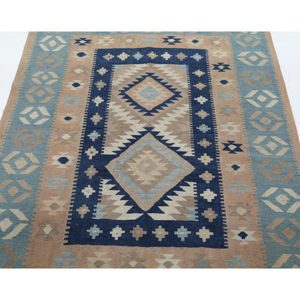 Kafkaas Kilim 4' 8" X 6' 7" Wool Hand-Woven Kilim 4' 8" X 6' 7" (142 X 201) / Multi / Multi