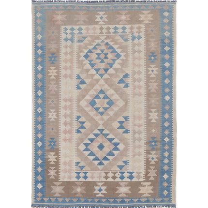 Kafkaas Kilim Hand-Woven Wool Kilim IVA0002156 - Natalia Rugs