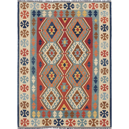 Kafkaas Kilim Hand-Woven Wool Kilim IVA0002270 - Natalia Rugs