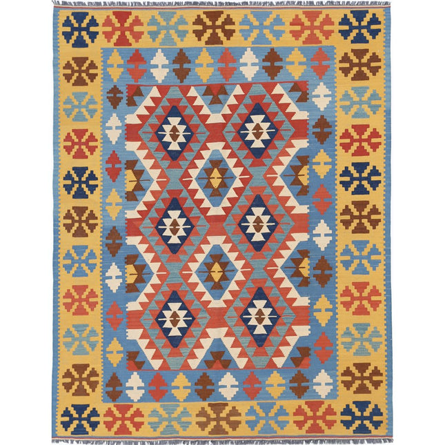 Kafkaas Kilim Hand-Woven Wool Kilim IVA0002271 - Natalia Rugs