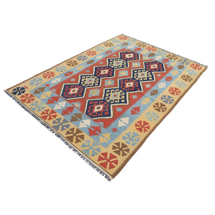 Kafkaas Kilim 5' 0" X 6' 10" Wool Hand-Woven Kilim 5' 0" X 6' 10" (152 X 208) / Multi / Multi