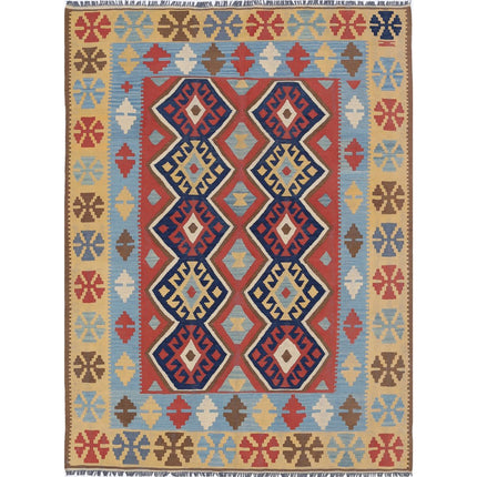 Kafkaas Kilim Hand-Woven Wool Kilim IVA0002277 - Natalia Rugs