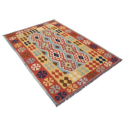 Kafkaas Kilim 4' 10" X 6' 9" Wool Hand-Woven Kilim 4' 10" X 6' 9" (147 X 206) / Multi / Multi