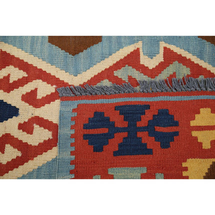 Kafkaas Kilim 4' 10" X 6' 9" Wool Hand-Woven Kilim 4' 10" X 6' 9" (147 X 206) / Multi / Multi