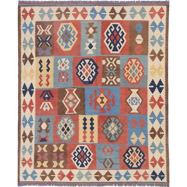 Kafkaas Kilim Hand-Woven Wool Kilim IVA0002291 - Natalia Rugs