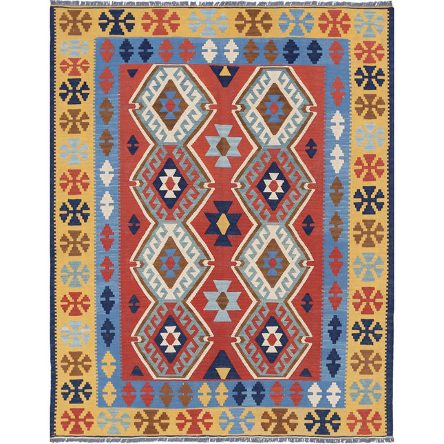 Kafkaas Kilim Hand-Woven Wool Kilim IVA0002300 - Natalia Rugs