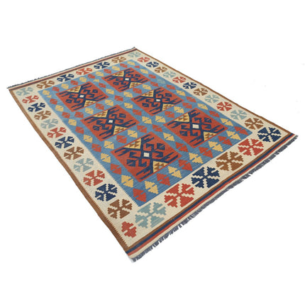 Kafkaas Kilim 4' 10" X 6' 7" Wool Hand-Woven Kilim 4' 10" X 6' 7" (147 X 201) / Multi / Multi