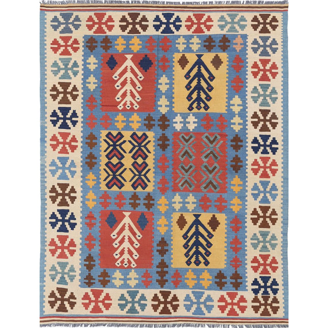 Kafkaas Kilim Hand-Woven Wool Kilim IVA0002310 - Natalia Rugs