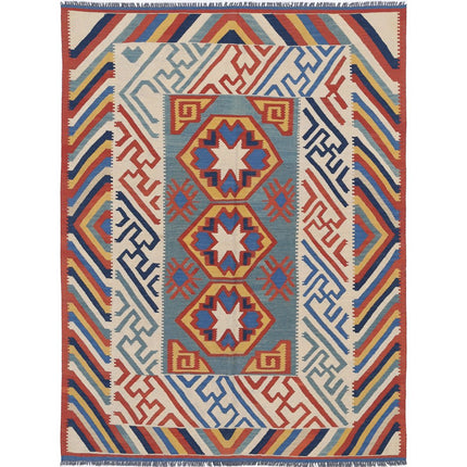 Kafkaas Kilim Hand-Woven Wool Kilim IVA0002418 - Natalia Rugs