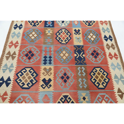 Kafkaas Kilim 5' 2" X 6' 9" Wool Hand-Woven Kilim 5' 2" X 6' 9" (157 X 206) / Multi / Multi