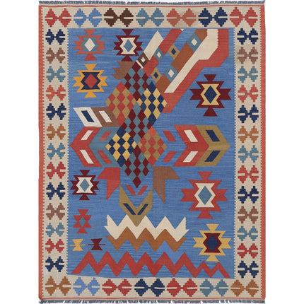 Kafkaas Kilim Hand-Woven Wool Kilim IVA0002708 - Natalia Rugs