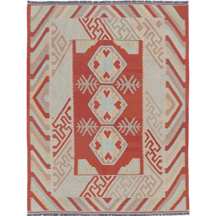 Kafkaas Kilim Hand-Woven Wool Kilim IVA0002751 - Natalia Rugs