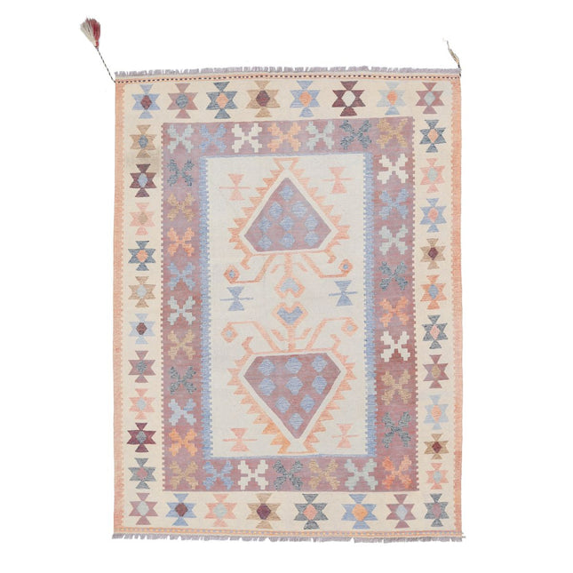 Kafkaas Kilim Hand-Woven Wool Kilim IVA0003495 - Natalia Rugs