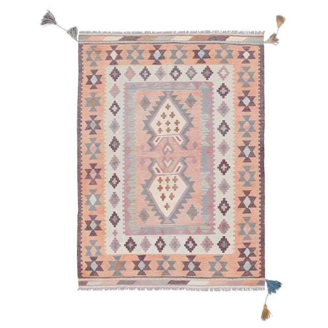 Kafkaas Kilim Hand-Woven Wool Kilim IVA0003496 - Natalia Rugs